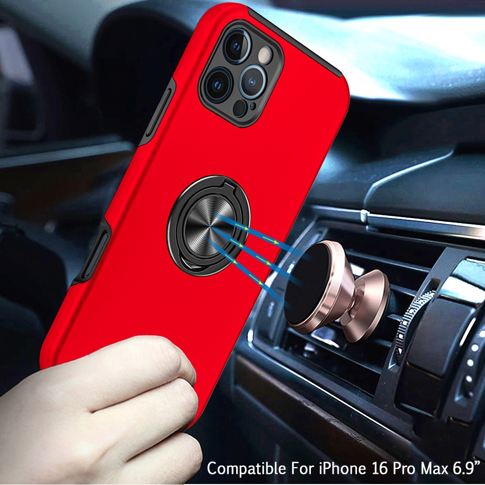 For Apple iPhone 16 Pro Hybrid Slim with Metal Invisible Ring Stand Case Cover - Picture 54 of 91