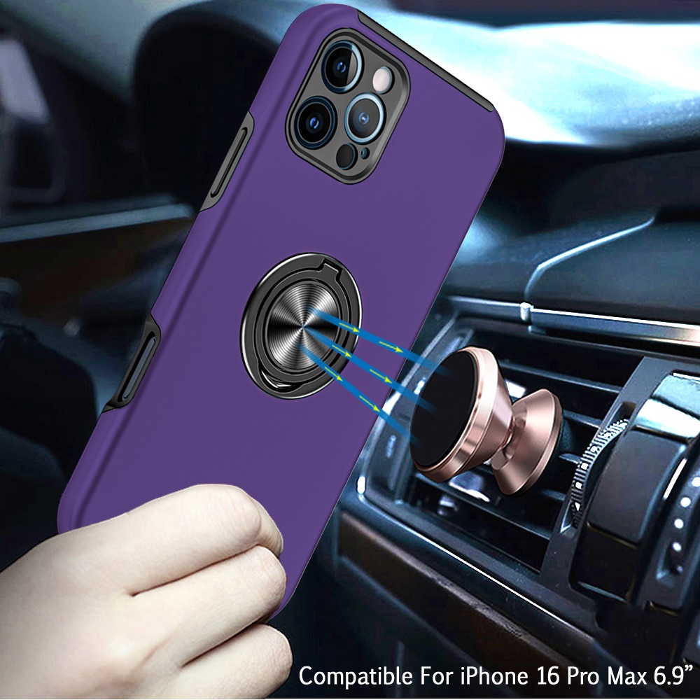 For Apple iPhone 16 Pro Hybrid Slim with Metal Invisible Ring Stand Case Cover - Picture 64 of 91