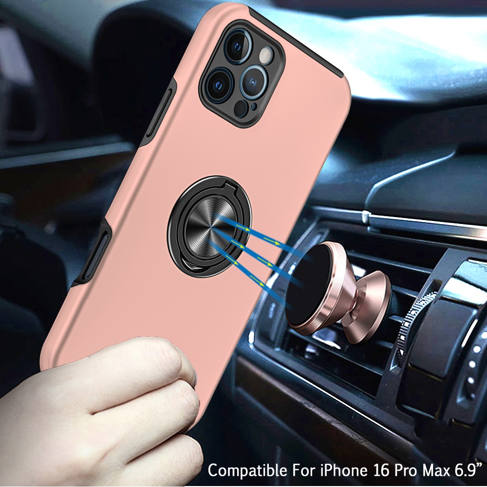 For Apple iPhone 16 Pro Hybrid Slim with Metal Invisible Ring Stand Case Cover - Picture 85 of 91