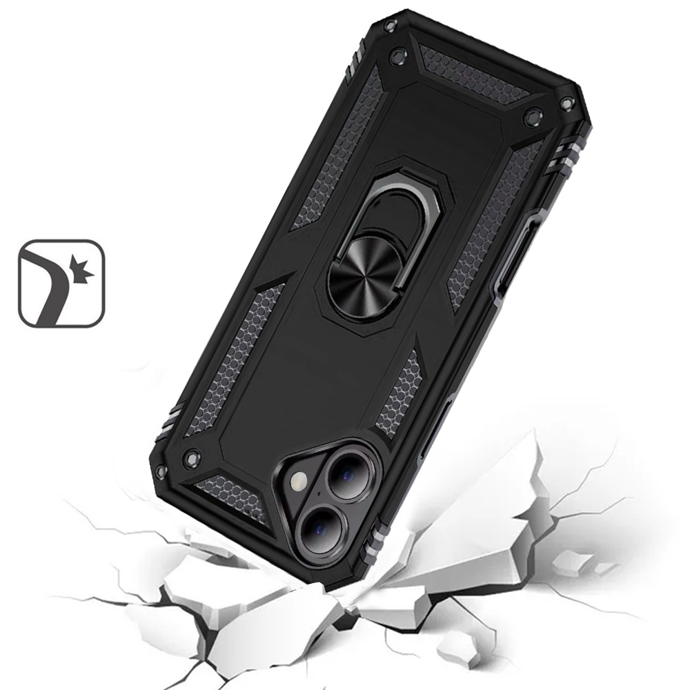 For Apple iPhone 16 Plus Armor Hybrid 360 Rotatable Ring Stand Holder Case Cover - Picture 13 of 48