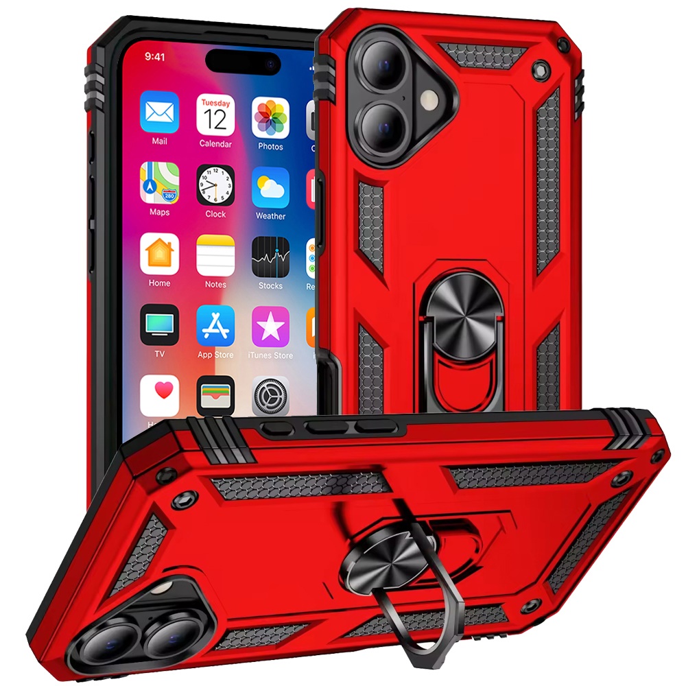 For Apple iPhone 16 Plus Armor Hybrid 360 Rotatable Ring Stand Holder Case Cover - Picture 26 of 48