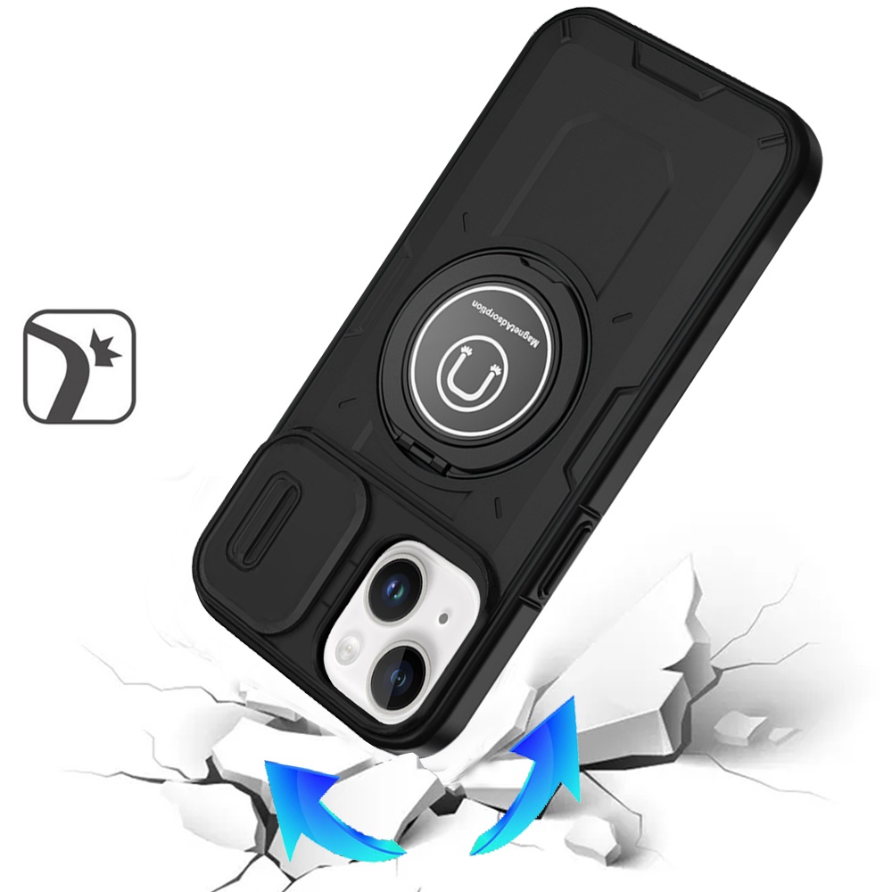 For Apple iPhone 16 Plus Hybrid Ring Lens Cover w/ MagSafe Compatible Case - Picture 13 of 70