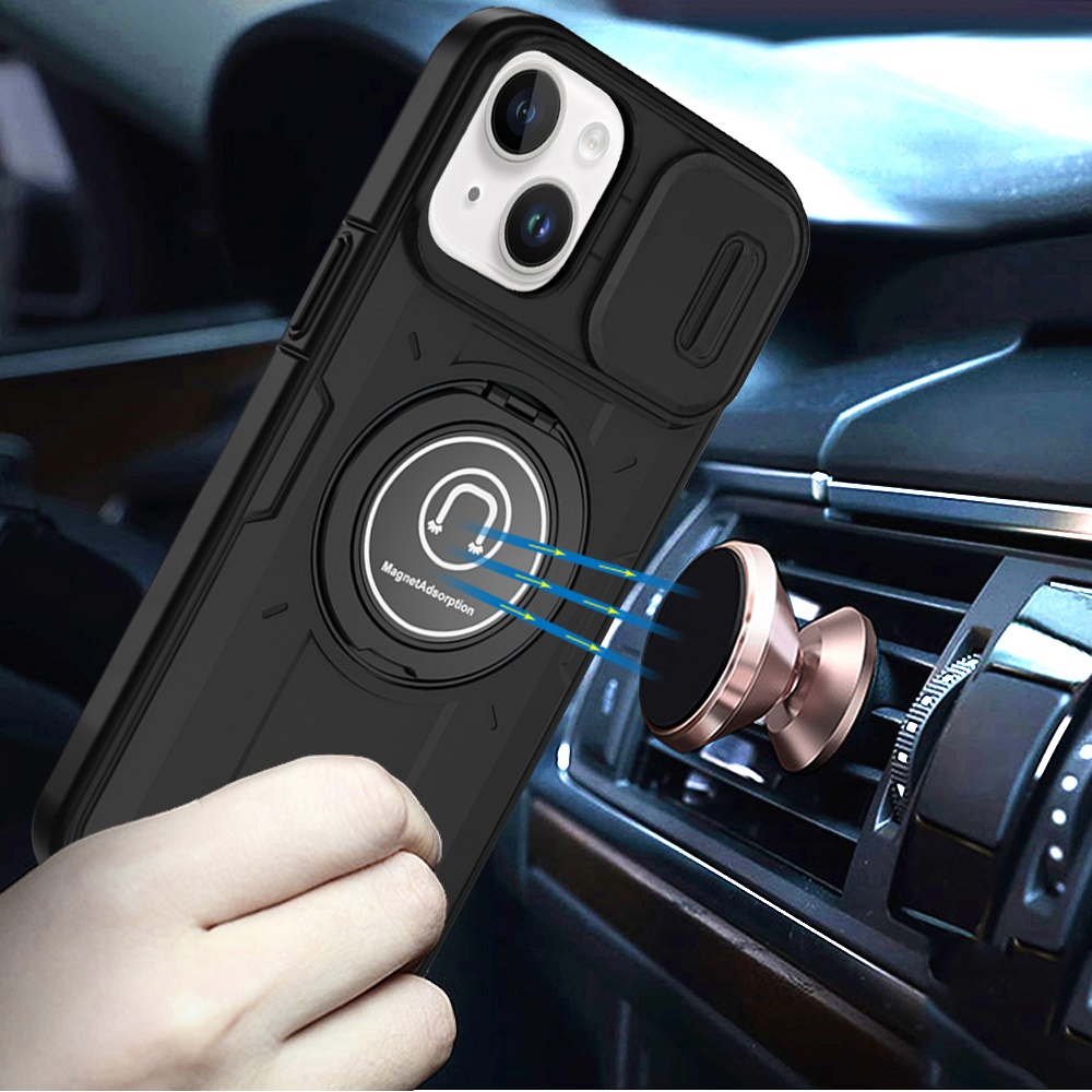 For Apple iPhone 16 Plus Hybrid Ring Lens Cover w/ MagSafe Compatible Case - Picture 14 of 70