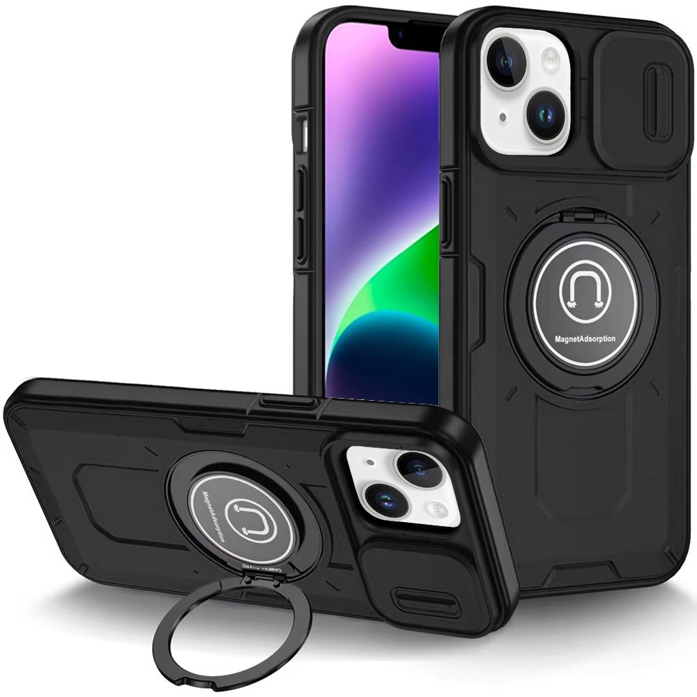 For Apple iPhone 16 Plus Hybrid Ring Lens Cover w/ MagSafe Compatible Case - Picture 12 of 70