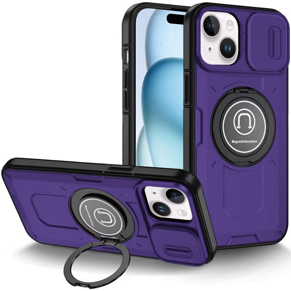 For Apple iPhone 16 Plus Hybrid Ring Lens Cover w/ MagSafe Compatible Case - Picture 45 of 70