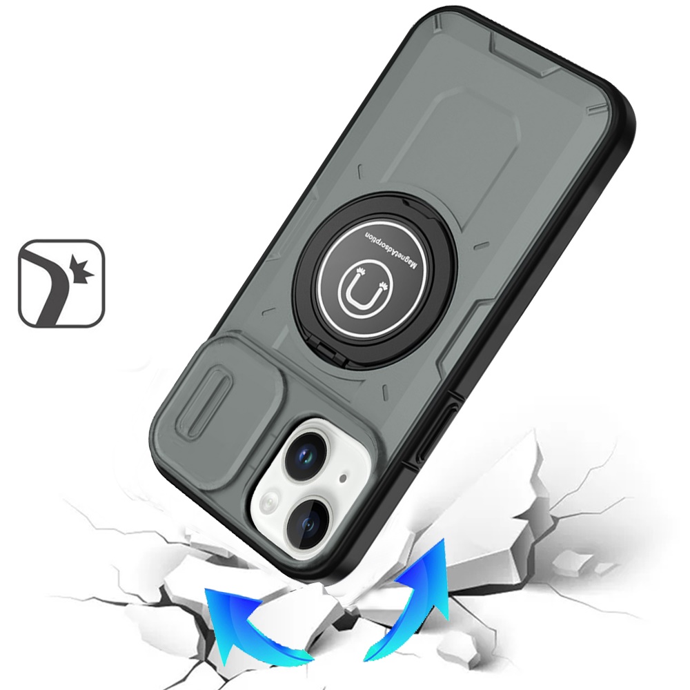 For Apple iPhone 16 Plus Hybrid Ring Lens Cover w/ MagSafe Compatible Case - Picture 52 of 70