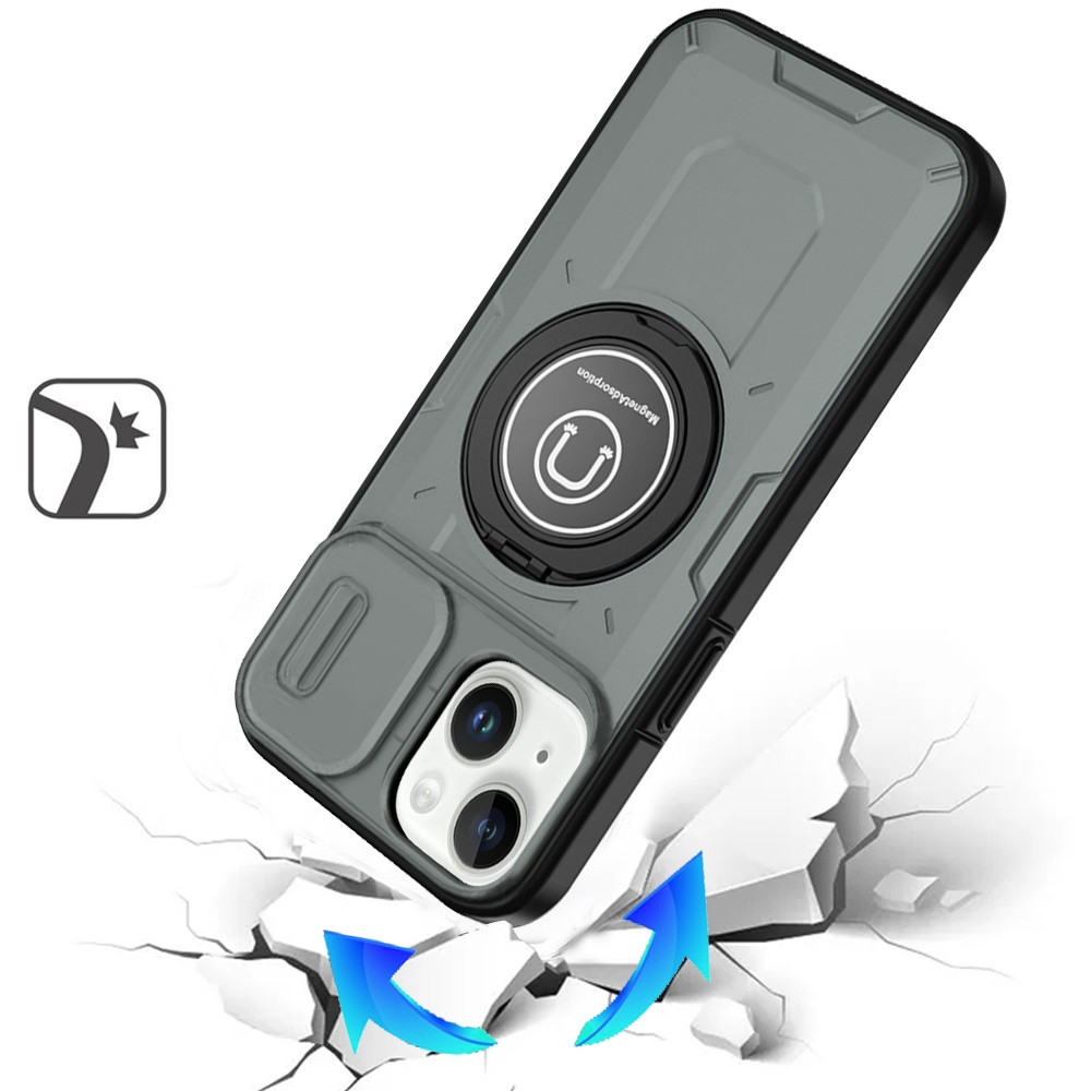 For Apple iPhone 16 Plus Hybrid Ring Lens Cover w/ MagSafe Compatible Case - Picture 56 of 70