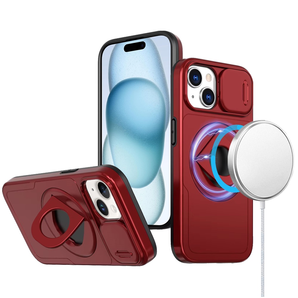 For Apple iPhone 16 Plus Full Coverage Camera MagSafe Compatible Ring Stand Case - Picture 22 of 41