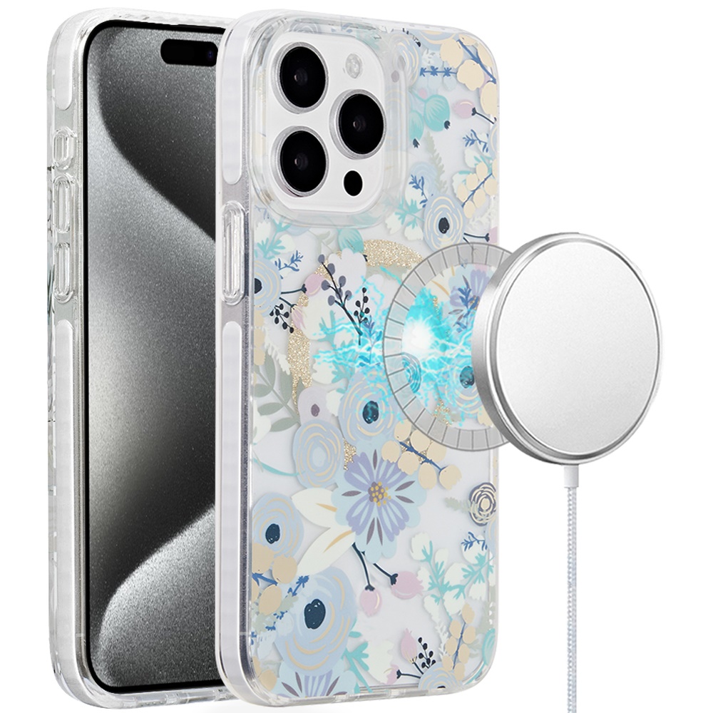 For Apple iPhone 16 Plus Floral Design Hybrid Compatible with Magsafe Case Cover - Picture 12 of 95
