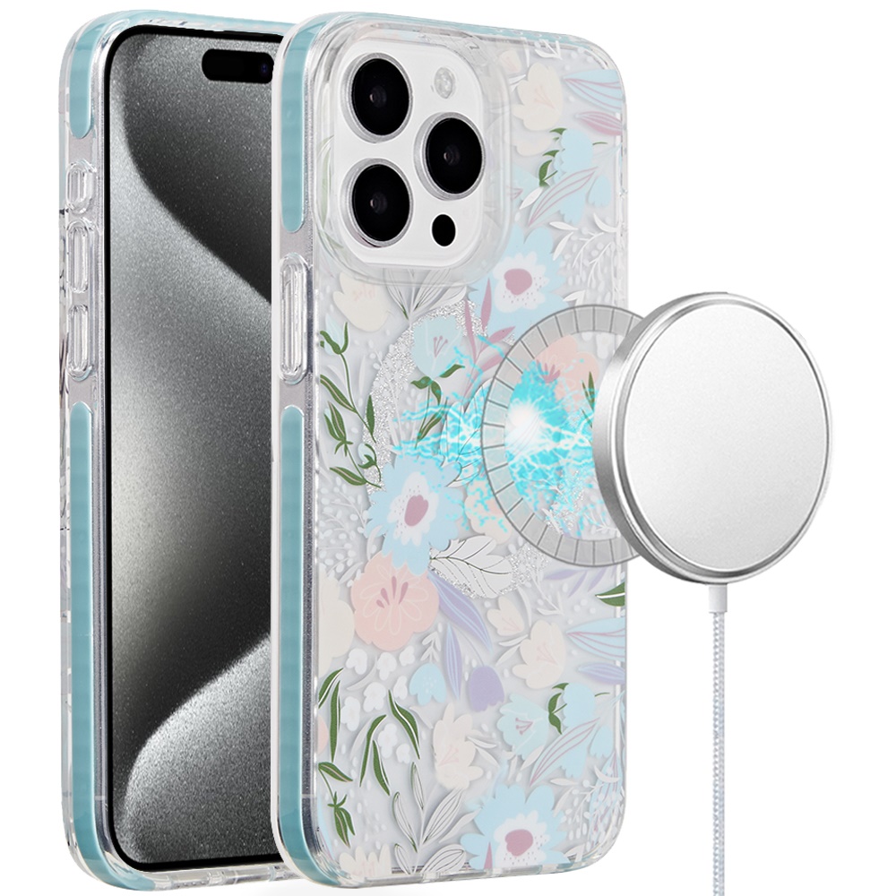 For Apple iPhone 16 Plus Floral Design Hybrid Compatible with Magsafe Case Cover - Picture 34 of 95