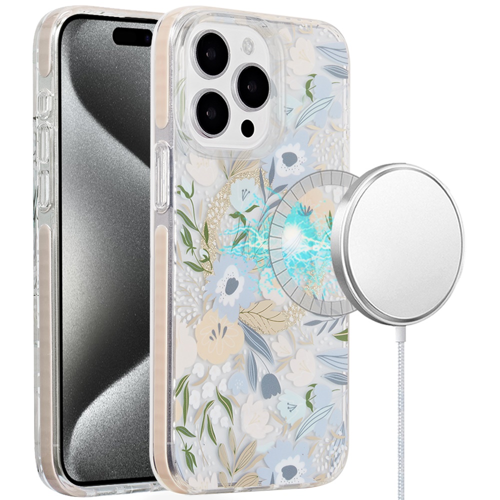 For Apple iPhone 16 Plus Floral Design Hybrid Compatible with Magsafe Case Cover - Picture 42 of 95