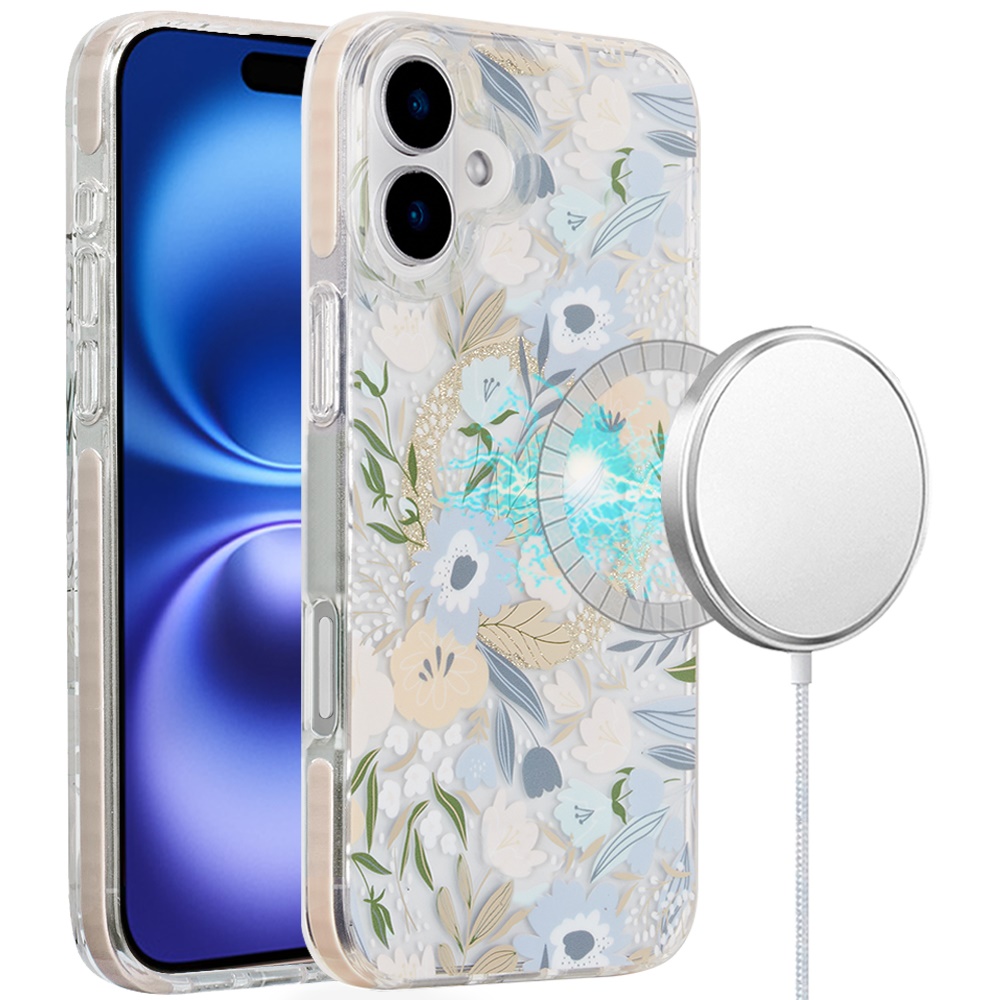 For Apple iPhone 16 Plus Floral Design Hybrid Compatible with Magsafe Case Cover - Picture 47 of 95