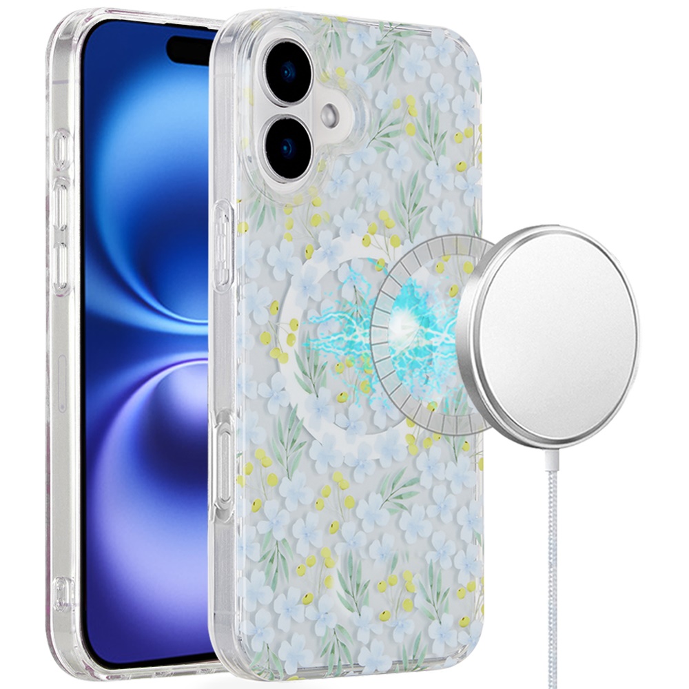 For Apple iPhone 16 Plus Floral Design Hybrid Compatible with Magsafe Case Cover - Picture 55 of 95