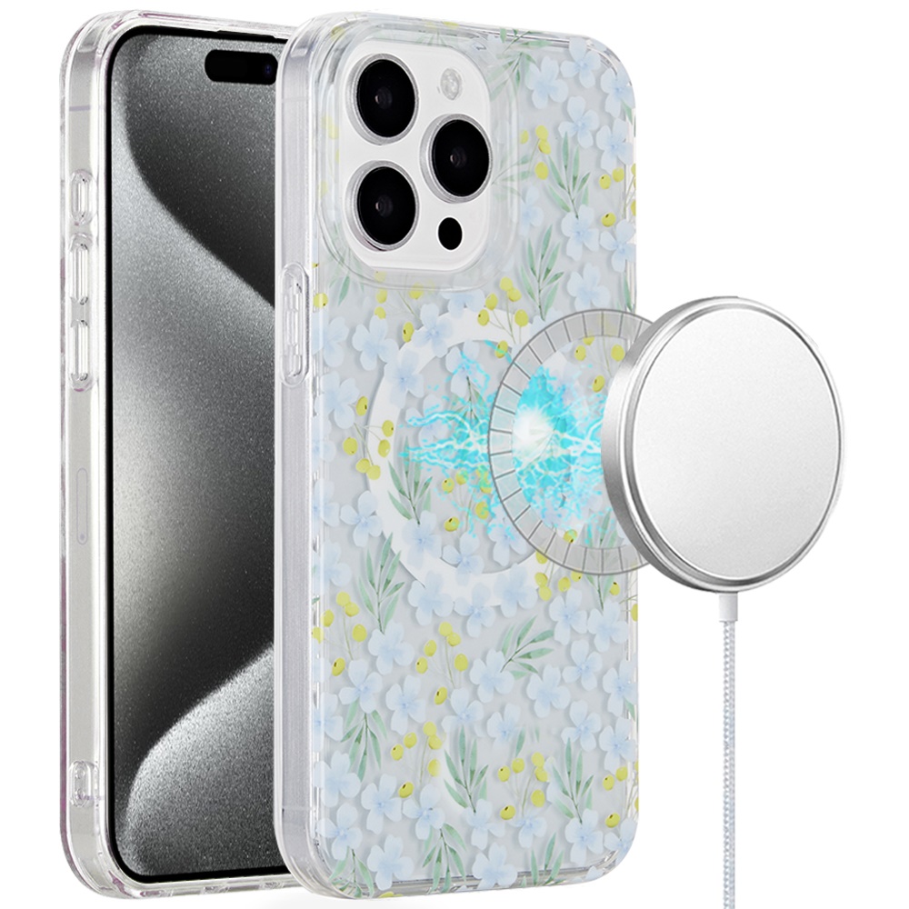 For Apple iPhone 16 Plus Floral Design Hybrid Compatible with Magsafe Case Cover - Picture 50 of 95