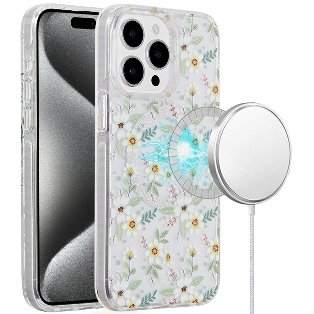For Apple iPhone 16 Plus Floral Design Hybrid Compatible with Magsafe Case Cover - Picture 66 of 95