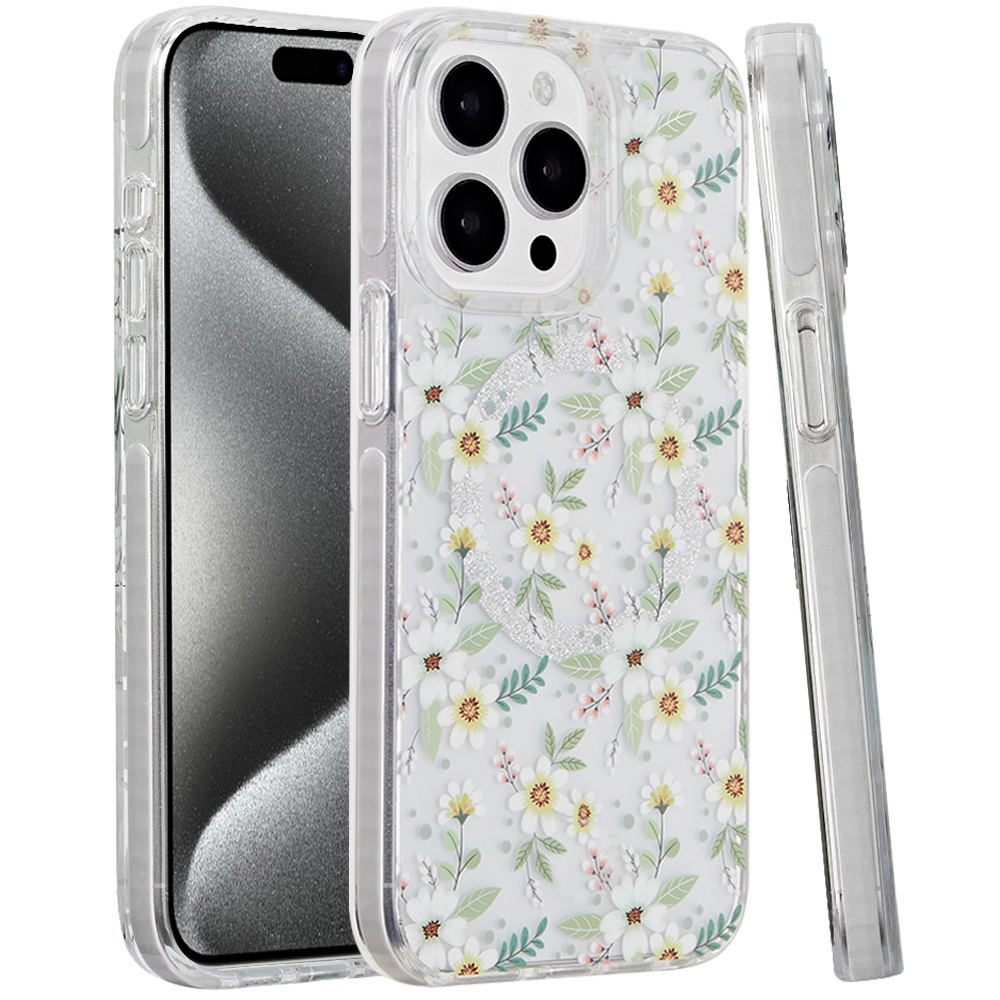 For Apple iPhone 16 Plus Floral Design Hybrid Compatible with Magsafe Case Cover - Picture 65 of 95