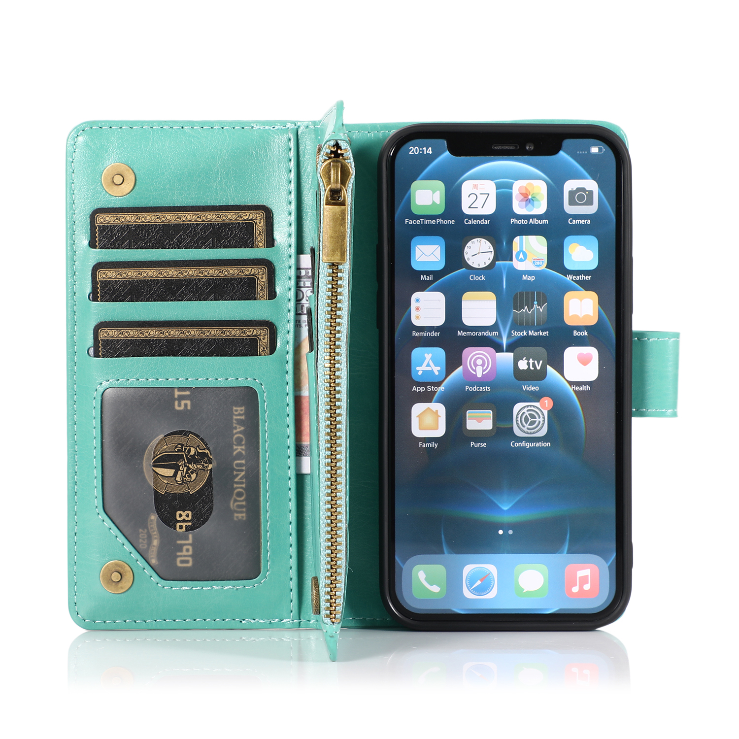 For Apple iPhone 8 Plus/7 6S PLUS Leather Zipper Wallet Case 9 Card Pouch Cover - Picture 56 of 57
