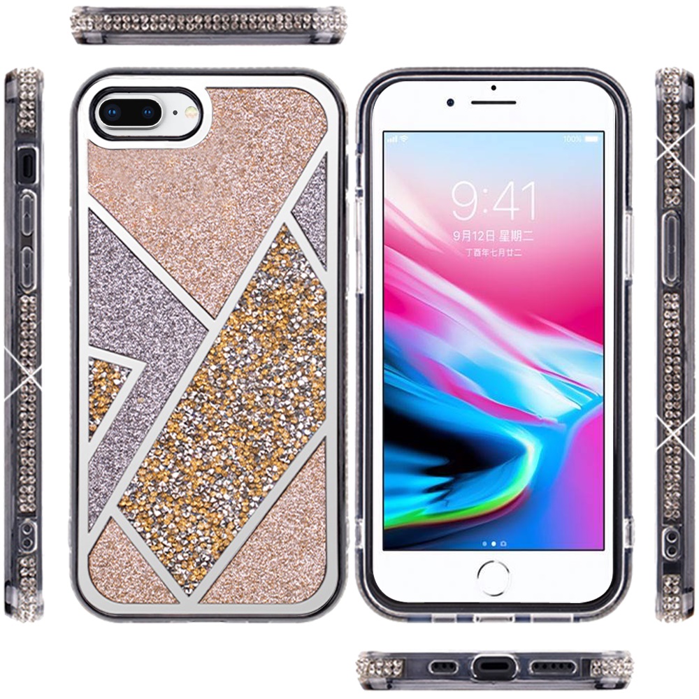 For Apple iPhone 8 Plus/7 Plus/6 6S Plus Glitter Bling Fancy Rugged Case Cover - Picture 12 of 33