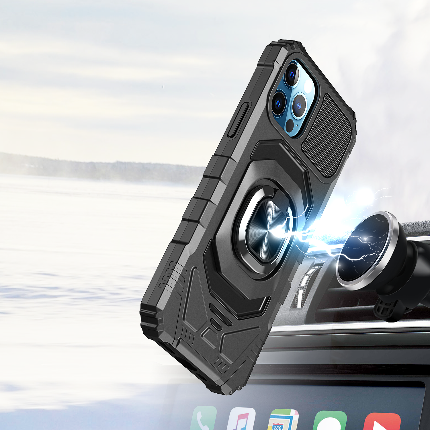 For Apple iPhone SE 3 (2022) SE/8/7 Hybrid 2in1 Magnetic Ring Stand Case Cover - Picture 11 of 43