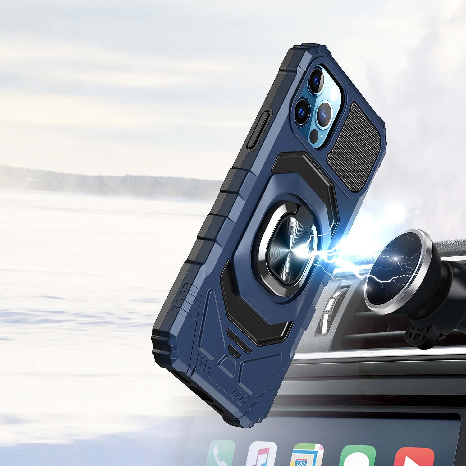 For Apple iPhone SE 3 (2022) SE/8/7 Hybrid 2in1 Magnetic Ring Stand Case Cover - Picture 17 of 43