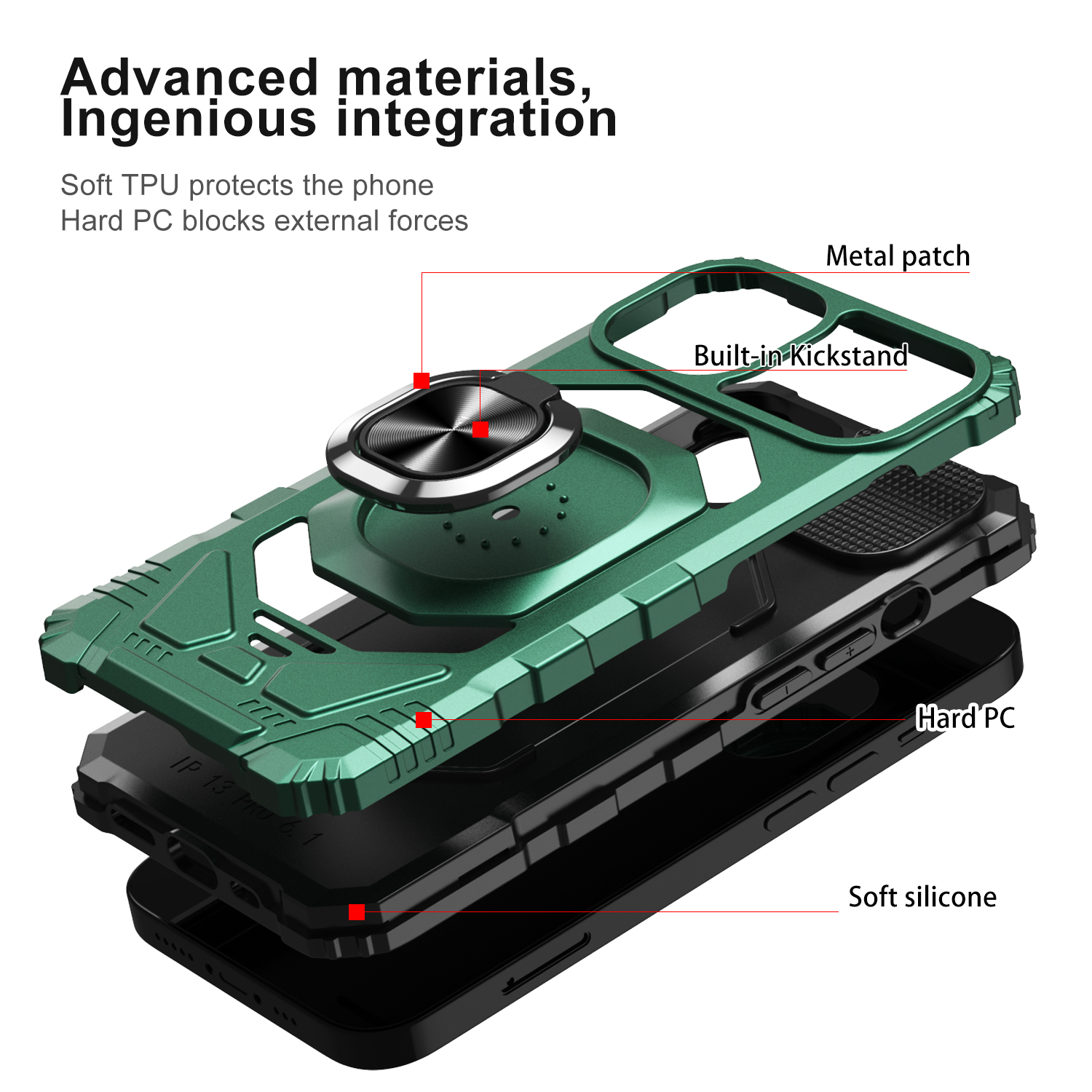 For Apple iPhone SE 3 (2022) SE/8/7 Hybrid 2in1 Magnetic Ring Stand Case Cover - Picture 26 of 43