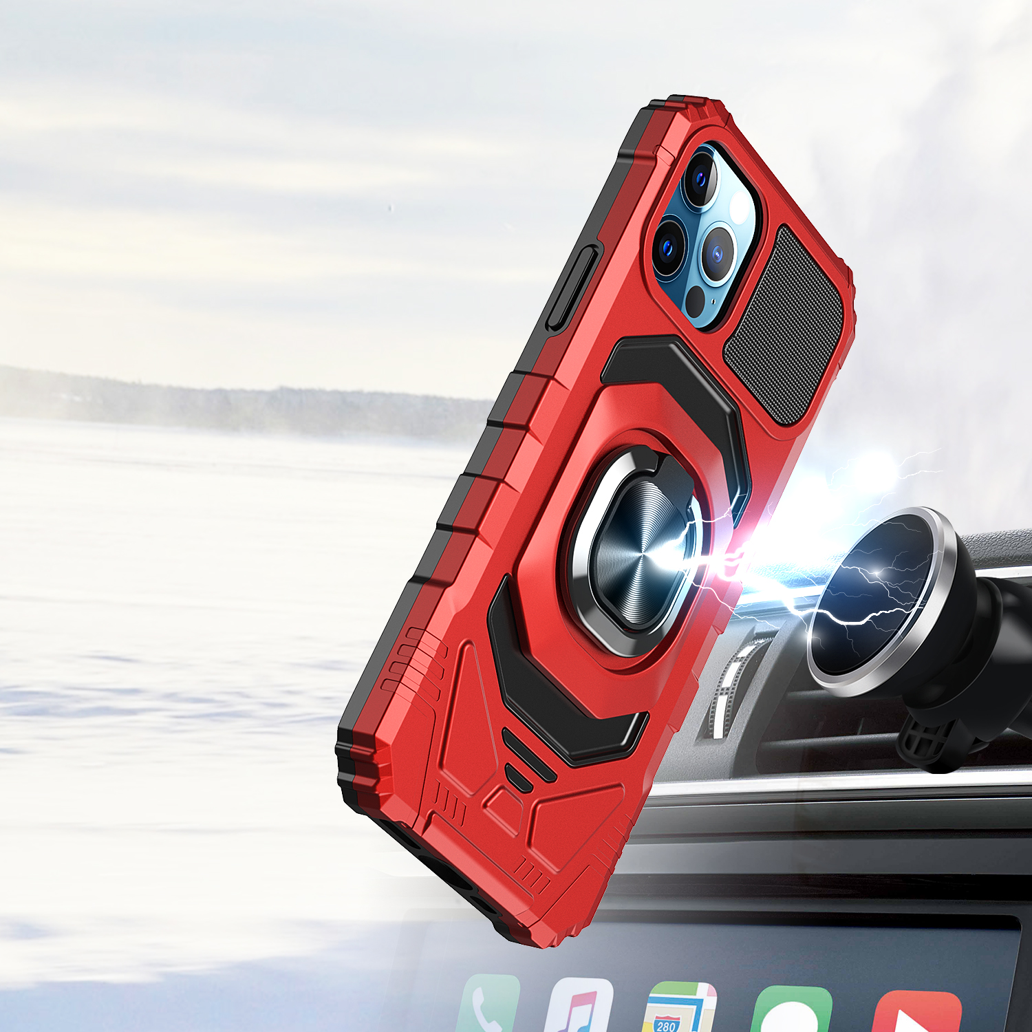 For Apple iPhone SE 3 (2022) SE/8/7 Hybrid 2in1 Magnetic Ring Stand Case Cover - Picture 32 of 43