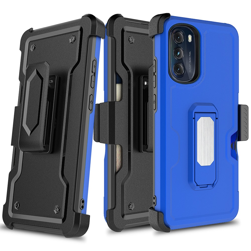 For Motorola Moto G 5G 2022 Armor Belt Clip Card Slot Holster Dand Case Cover - Picture 23 of 40