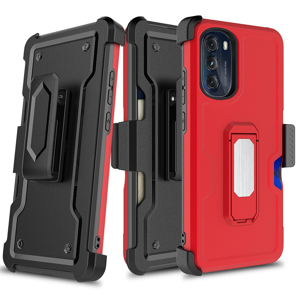 For Motorola Moto G 5G 2022 Armor Belt Clip Card Slot Holster Dand Case Cover - Picture 36 of 40