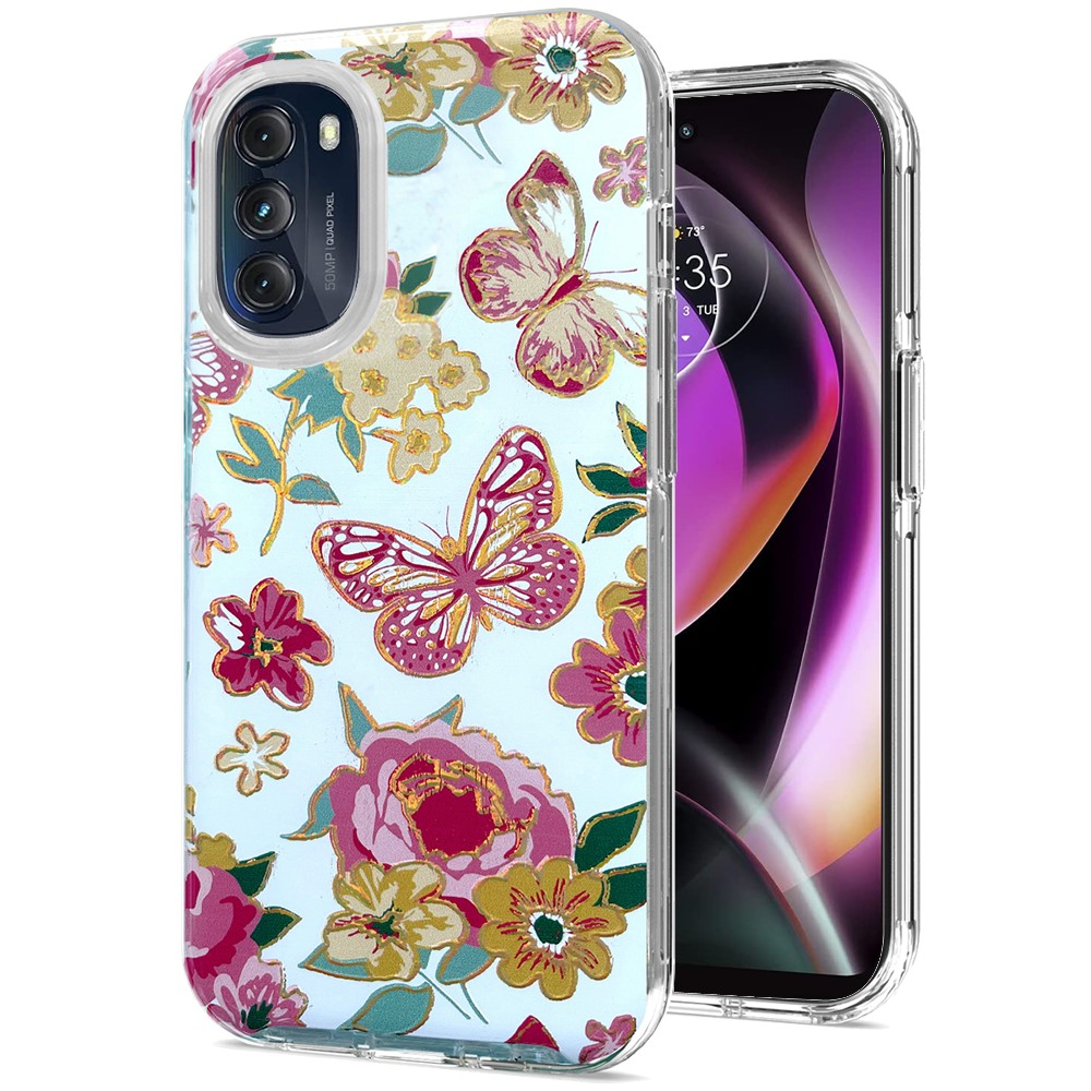For Motorola Moto G 5G 2022 Stylish Gold Layer Design Hybrid Hard PC Case Cover - 第 39/44 張圖片