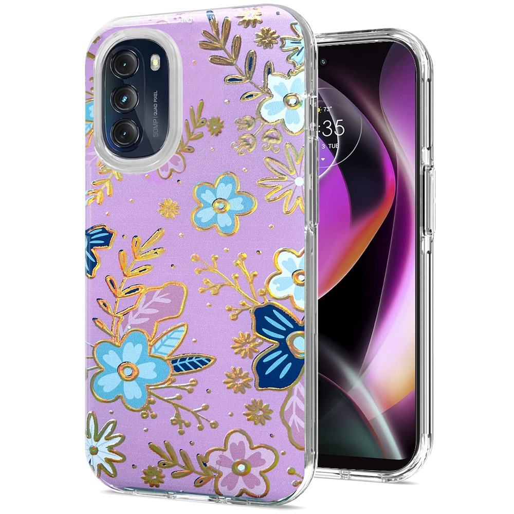 For Motorola Moto G 5G 2022 Stylish Gold Layer Design Hybrid Hard PC Case Cover - 第 33/44 張圖片
