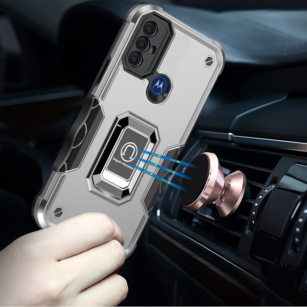 Custodia ibrida per Motorola Moto G Play 2023 supporto anello custodia robusta - Foto 39 di 42