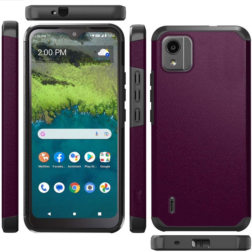 For Nokia C110 Slim Shock Absorption Hybrid Dual Layer Rubber Armor Case Cover - 第 43/71 張圖片