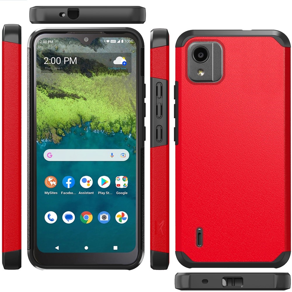 For Nokia C110 Slim Shock Absorption Hybrid Dual Layer Rubber Armor Case Cover - 第 54/71 張圖片