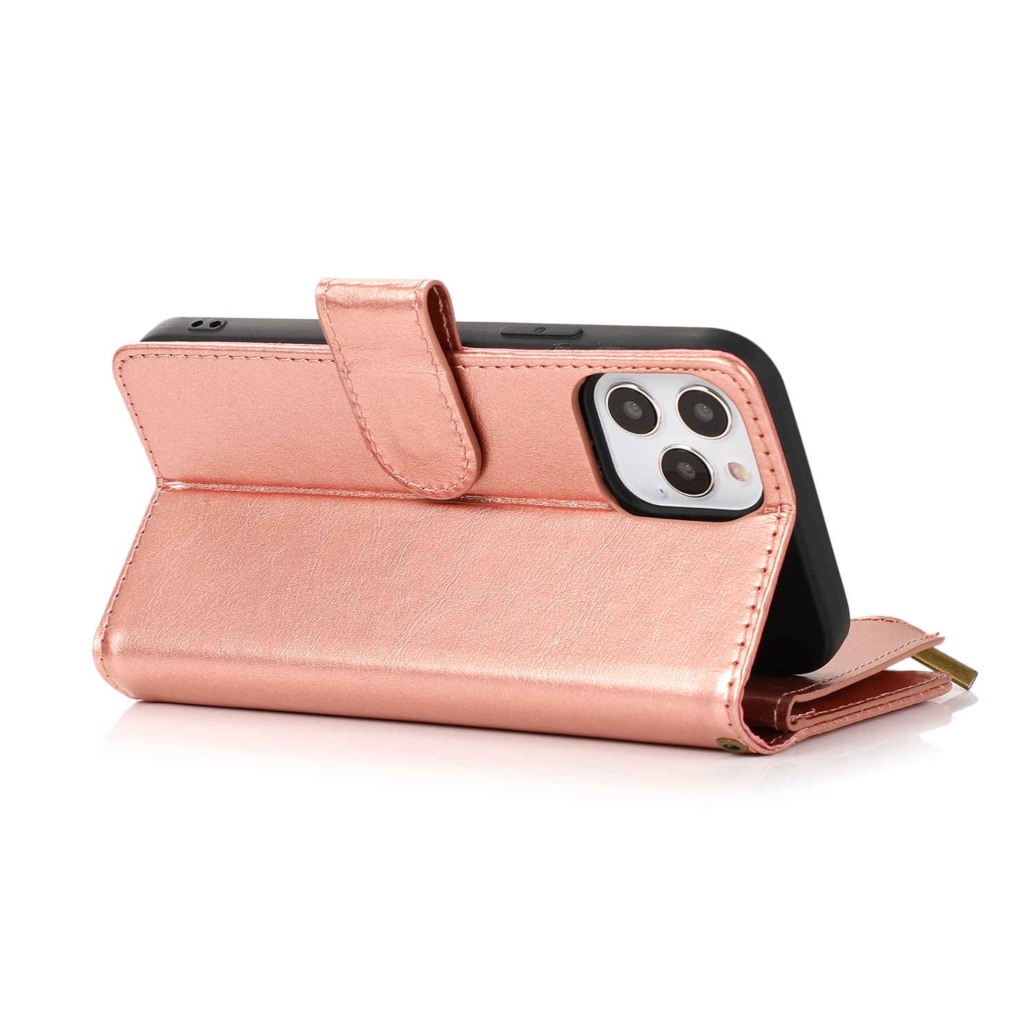 Funda billetera con cremallera de cuero para Nokia G100 4G ranuras para tarjetas bolsa abatible - Imagen 39 de 40