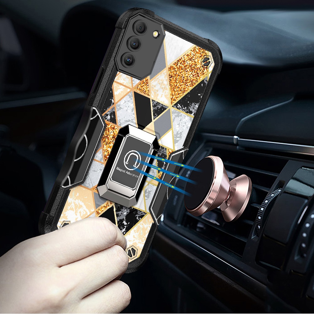 Funda protectora híbrida de mármol con soporte de anillo resistente a prueba de golpes para Nokia G400 5G - Imagen 36 de 49