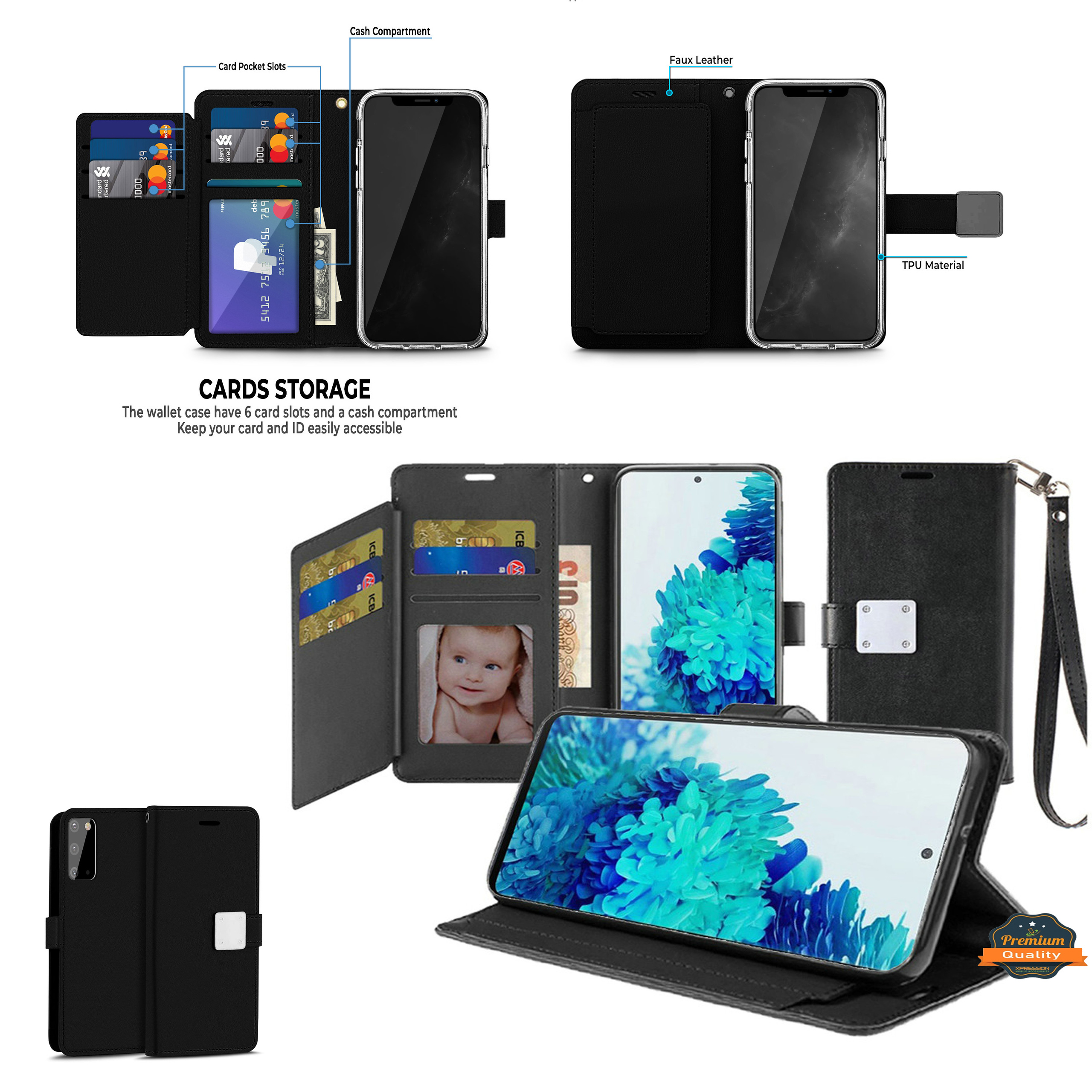 For OnePlus Nord N300 5G Wallet Case Leather Card Pocket Slot Folio Case Cover - Picture 23 of 36