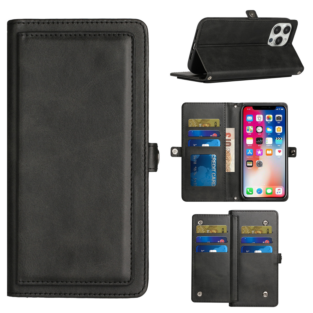 For Revvl 6X Pro 5G T-Mobile Leather Card Slots Holder Carrying Pouch Case Cover - Picture 17 of 41