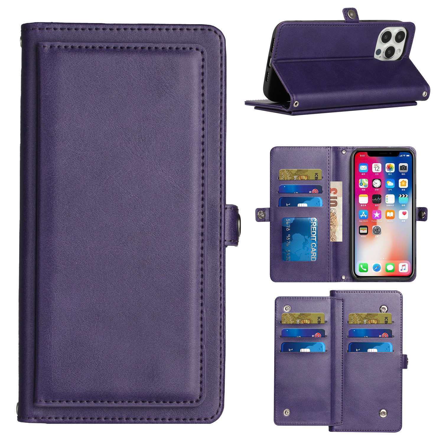 For Revvl 6X Pro 5G T-Mobile Leather Card Slots Holder Carrying Pouch Case Cover - Picture 26 of 41