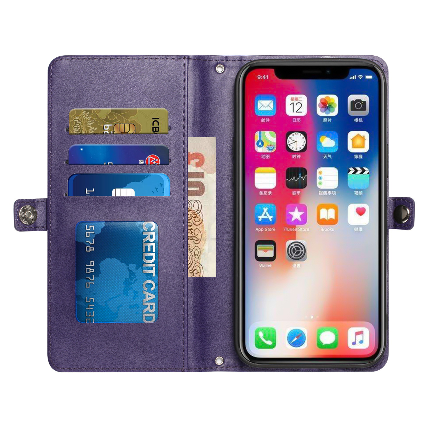 For Revvl 6X Pro 5G T-Mobile Leather Card Slots Holder Carrying Pouch Case Cover - Picture 27 of 41
