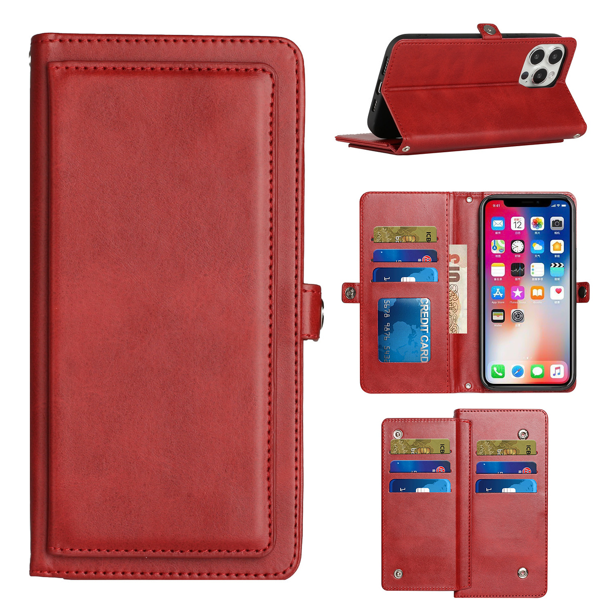 For Revvl 6X Pro 5G T-Mobile Leather Card Slots Holder Carrying Pouch Case Cover - Picture 25 of 41