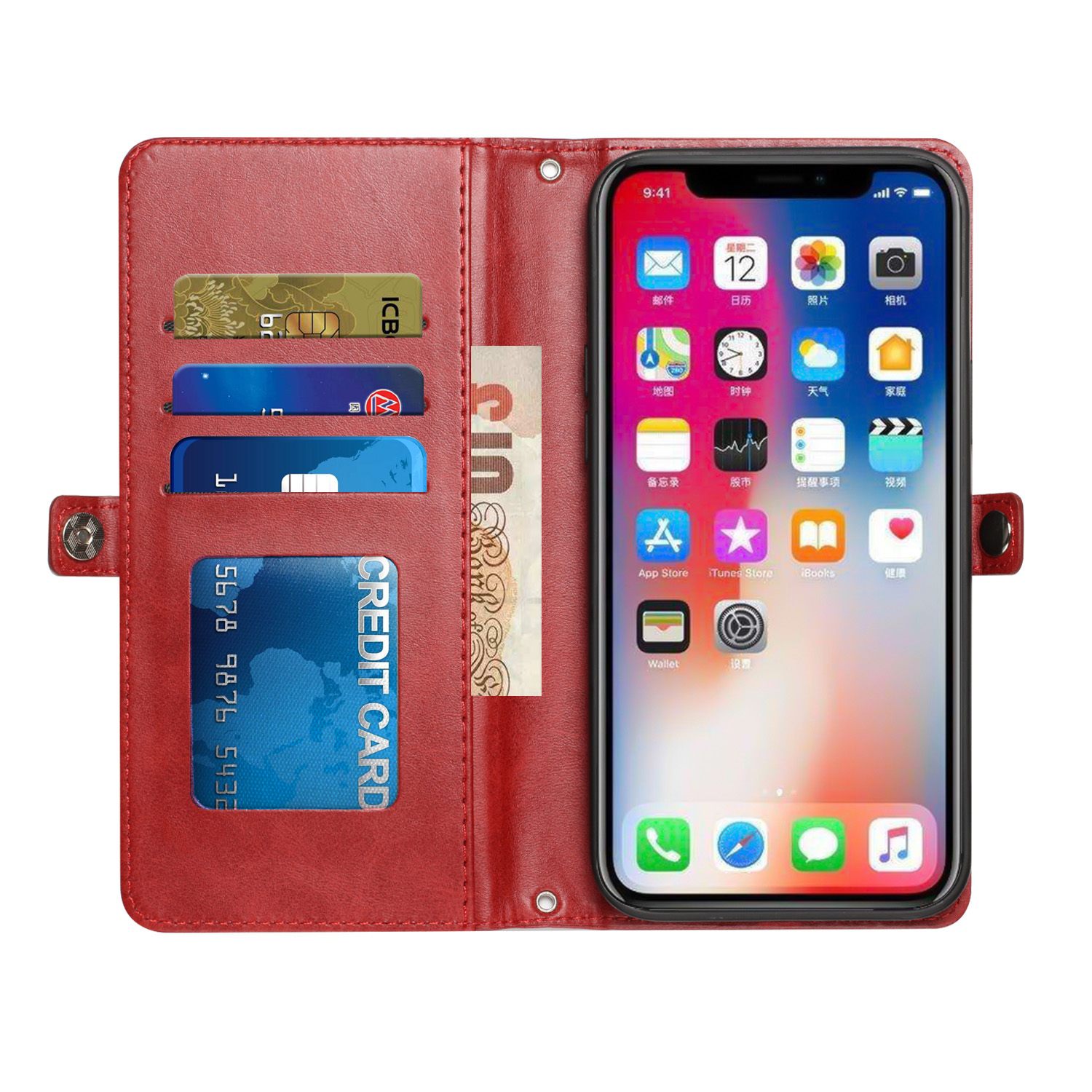 For Revvl 6X Pro 5G T-Mobile Leather Card Slots Holder Carrying Pouch Case Cover - Picture 19 of 41