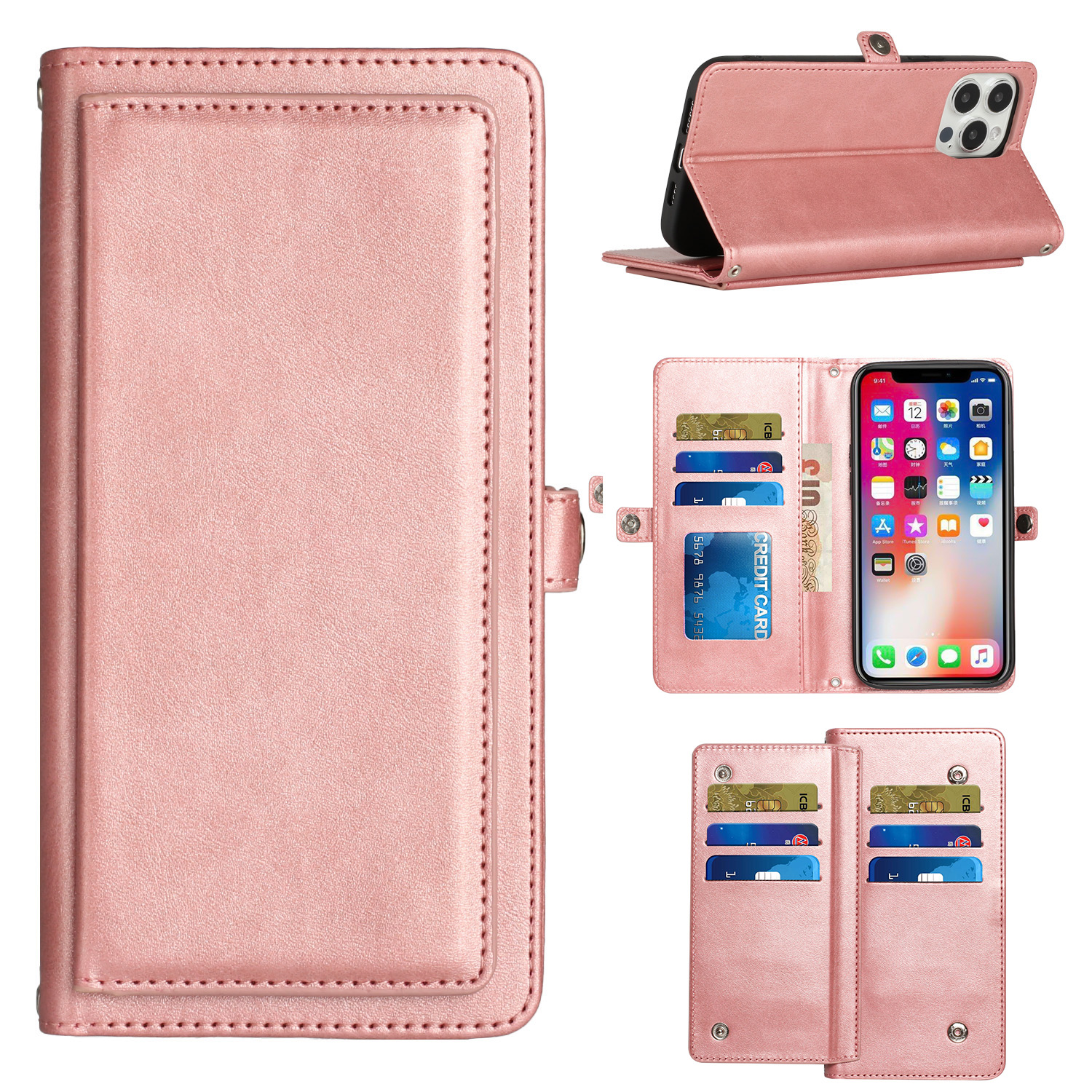 For Revvl 6X Pro 5G T-Mobile Leather Card Slots Holder Carrying Pouch Case Cover - Picture 34 of 41