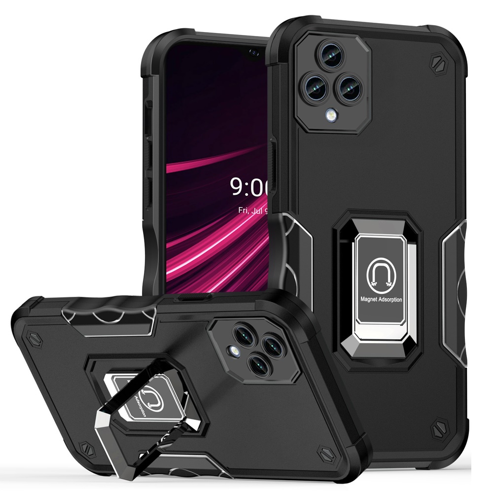 For Revvl 6X Pro 5G (T-Mobile) Hybrid Ring Holder TPU Rugged Silicone Case Cove - Picture 9 of 29