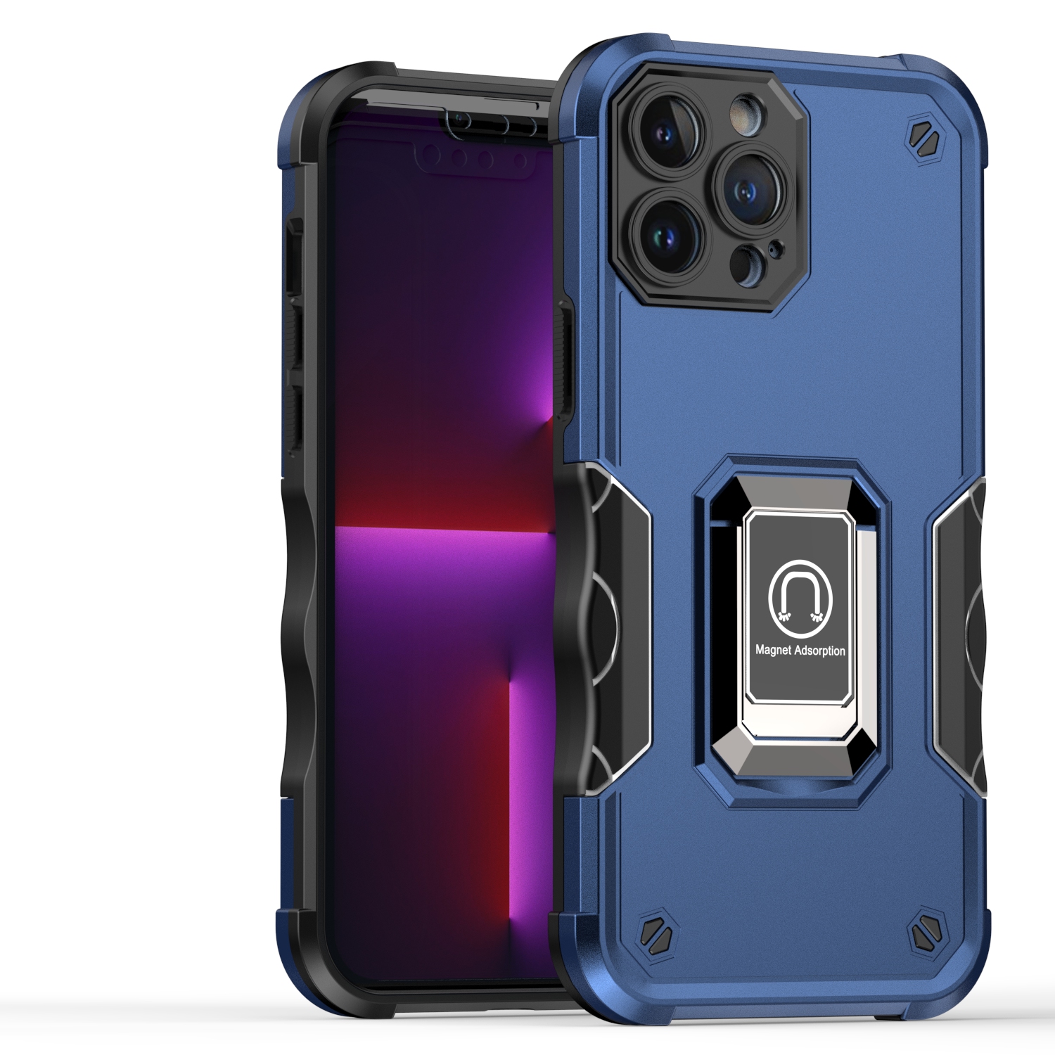 For Revvl 6X Pro 5G (T-Mobile) Hybrid Ring Holder TPU Rugged Silicone Case Cove - Picture 19 of 29