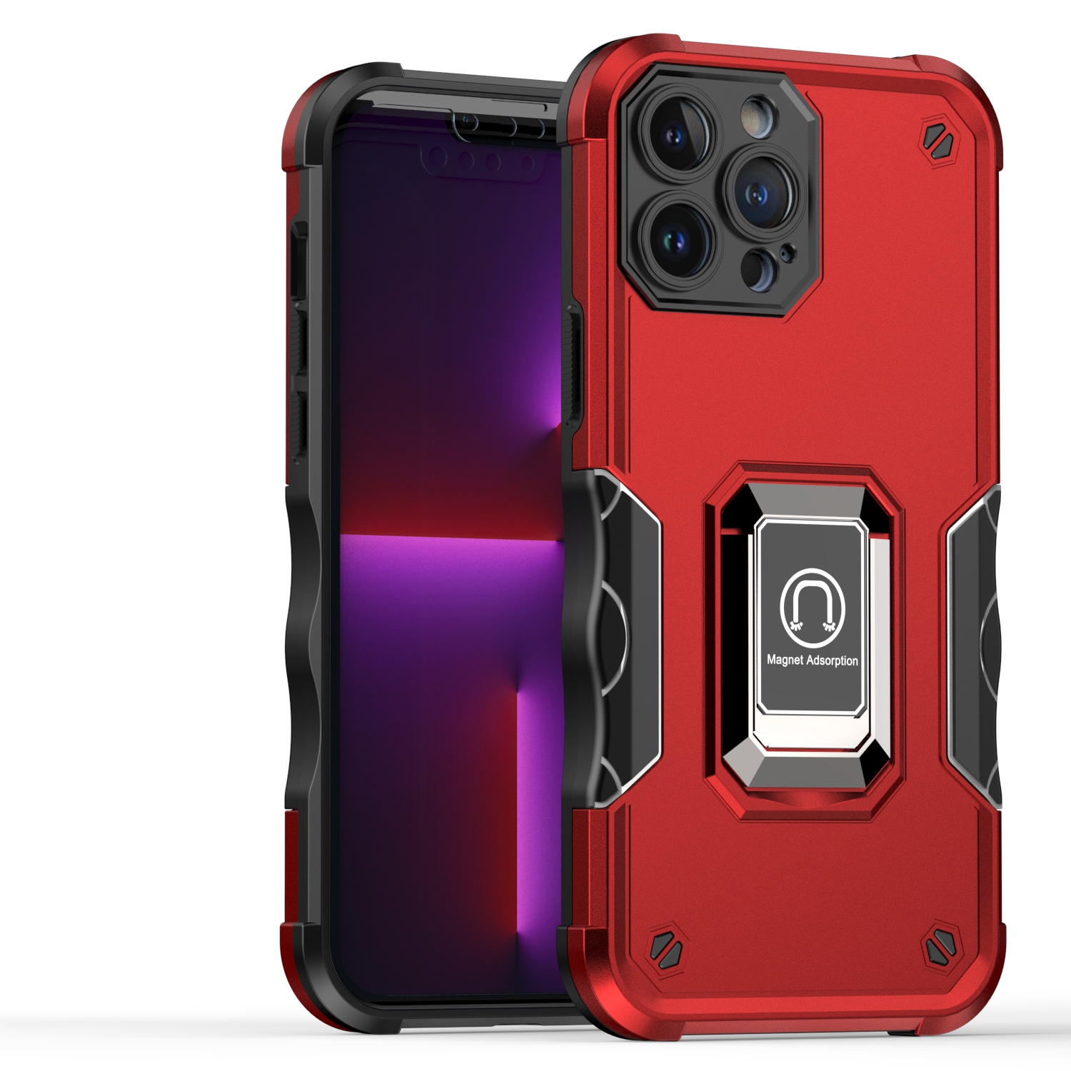 For Revvl 6X Pro 5G (T-Mobile) Hybrid Ring Holder TPU Rugged Silicone Case Cove - Picture 26 of 29