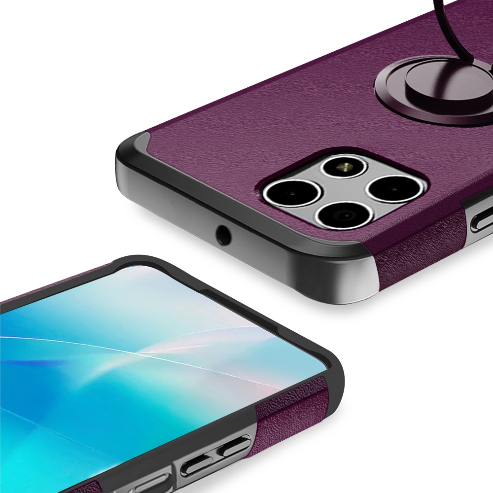 For Revvl 7 5G (T-Mobile) Kickstand Rubber TPU Hybrid with Ring Stand Case Cover - Picture 34 of 66