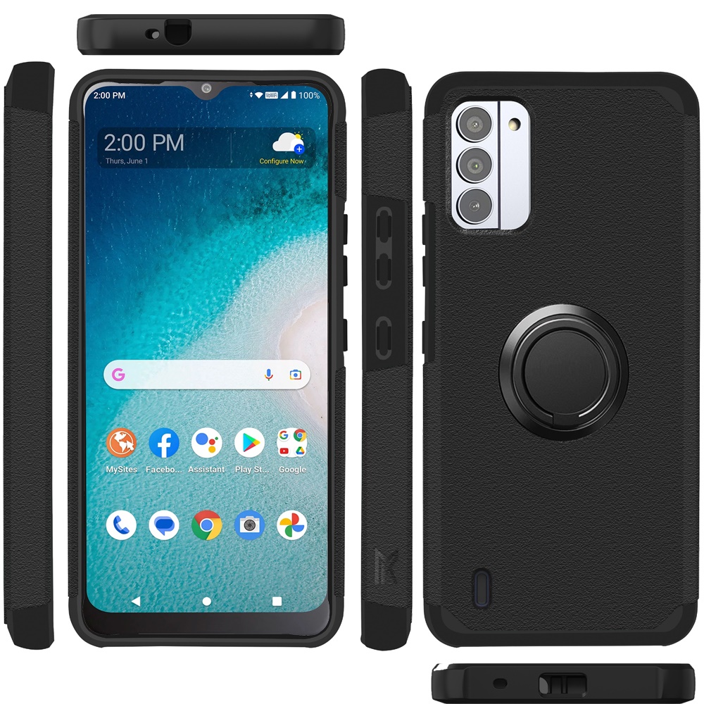 For Revvl 7 5G (T-Mobile) Kickstand Rubber TPU Hybrid with Ring Stand Case Cover - Picture 66 of 66