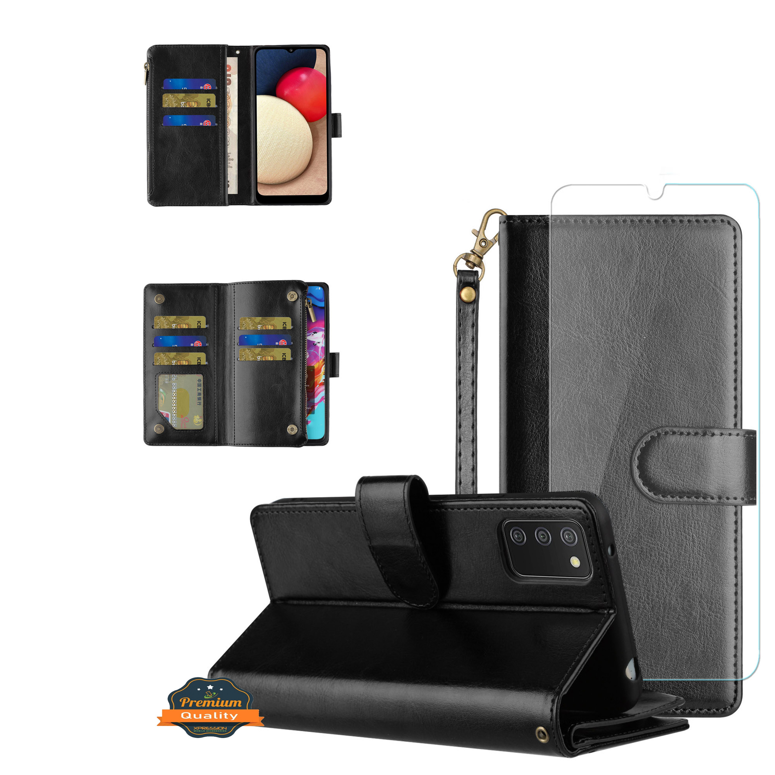 For TCL 30T Card Slots Zipper Wallet Pouch Leather Screen Protector Case Cover - Picture 10 of 72
