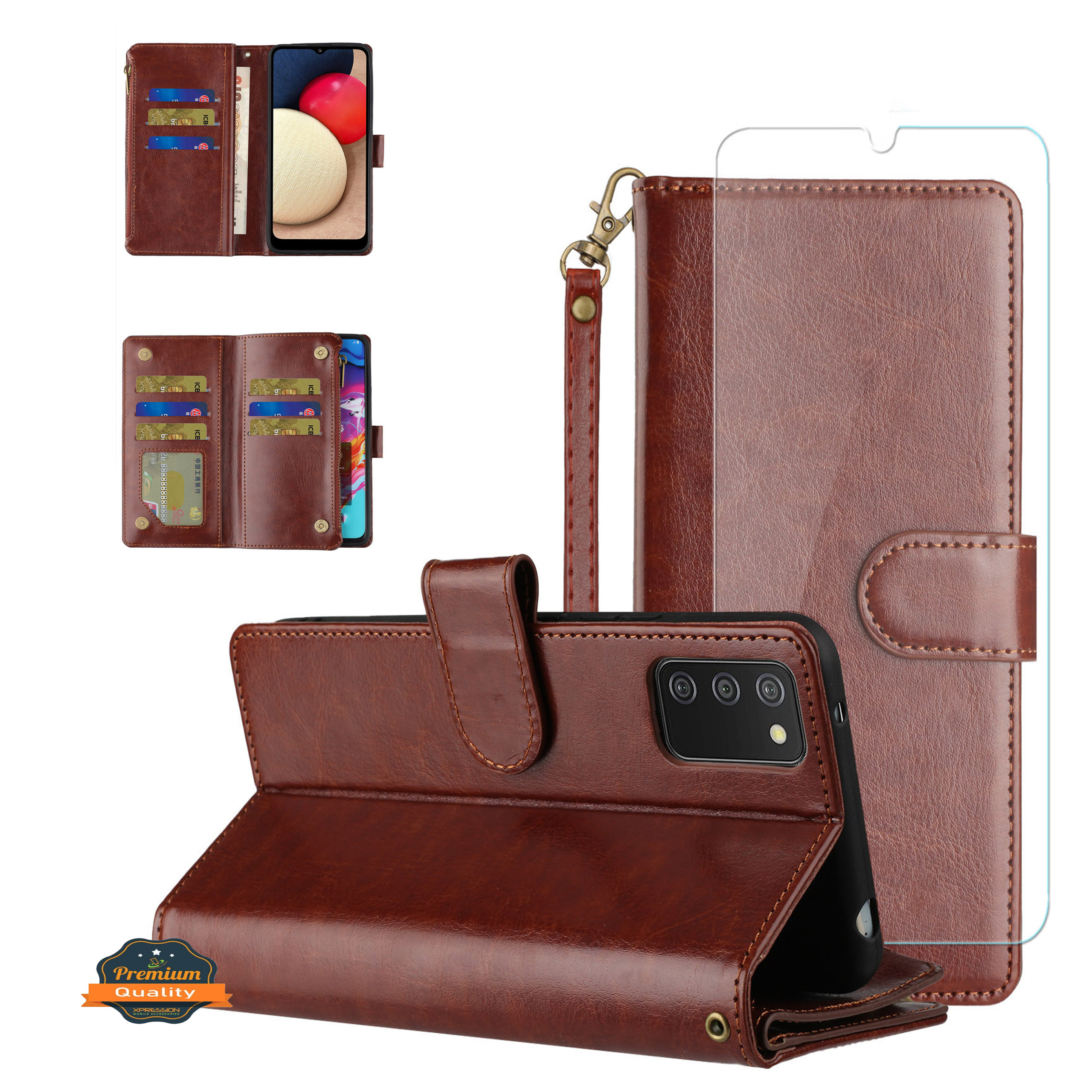 For TCL 30T Card Slots Zipper Wallet Pouch Leather Screen Protector Case Cover - Picture 19 of 72