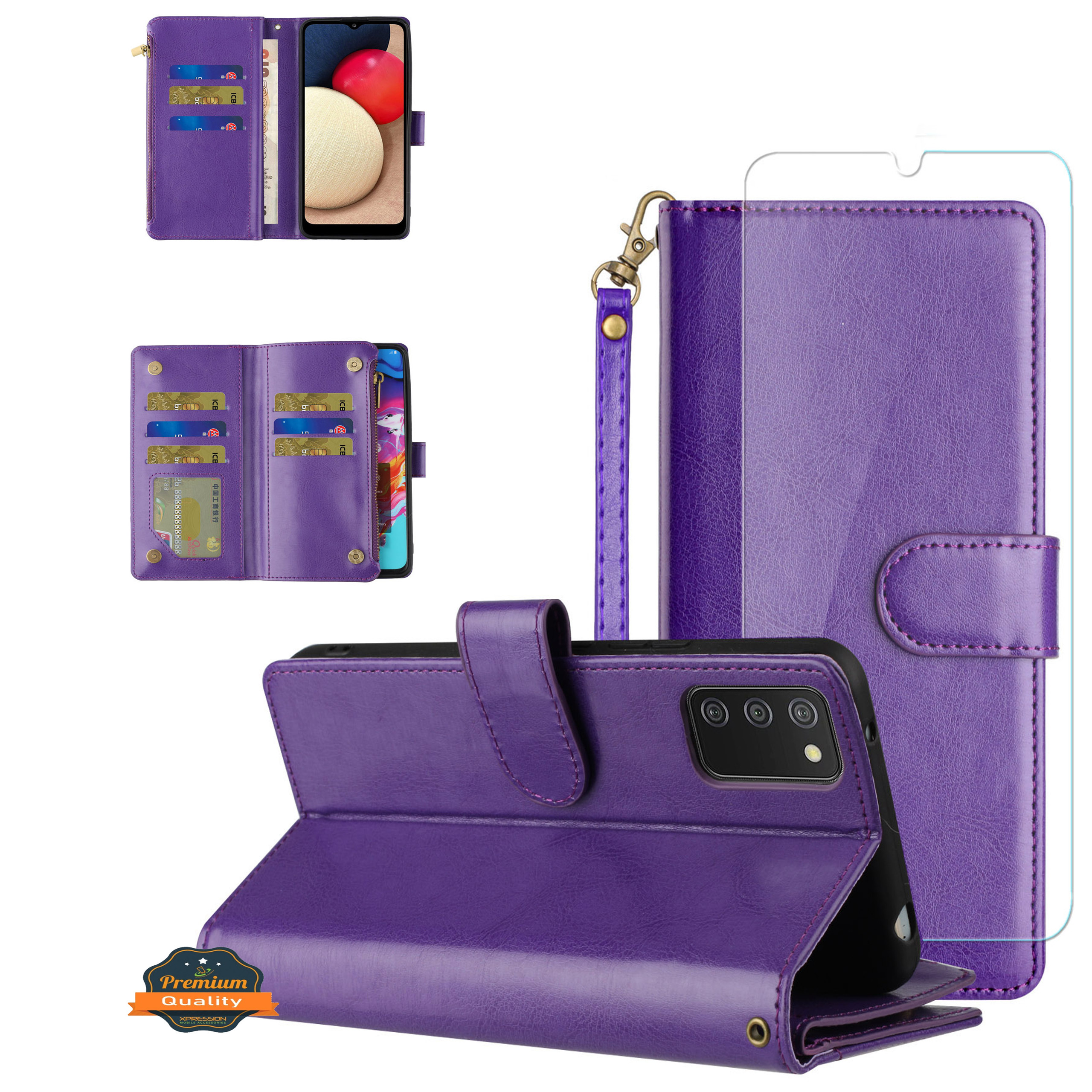 For TCL 30T Card Slots Zipper Wallet Pouch Leather Screen Protector Case Cover - Picture 37 of 72